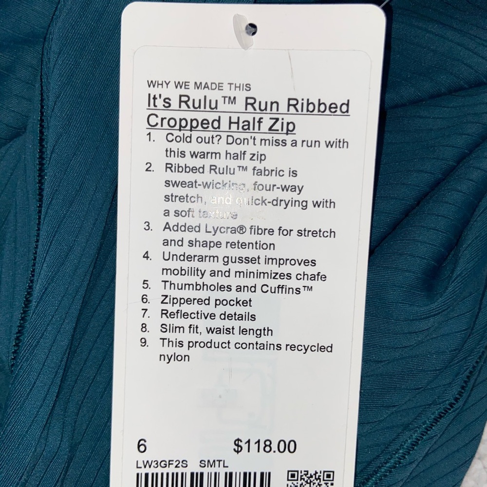 NWT It’s Rulu Ribbed Cropped Half-Zip - Picture 3 of 3